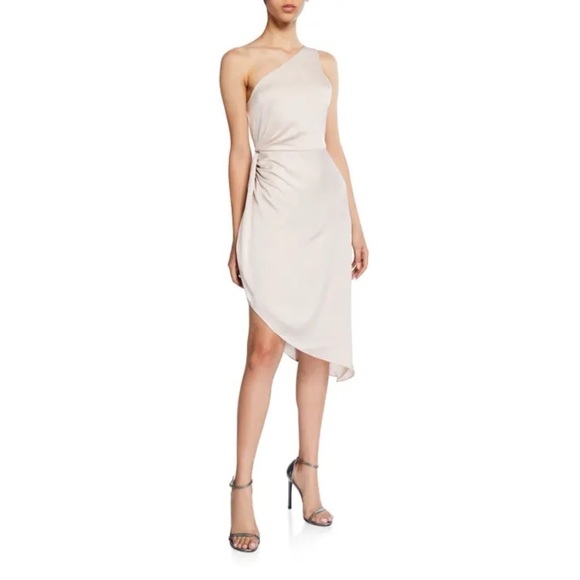 Ramy Brook Dress Kathleen One-Shoulder Asymmetric Oyster Nude 4 NWT New - Picture 1 of 13
